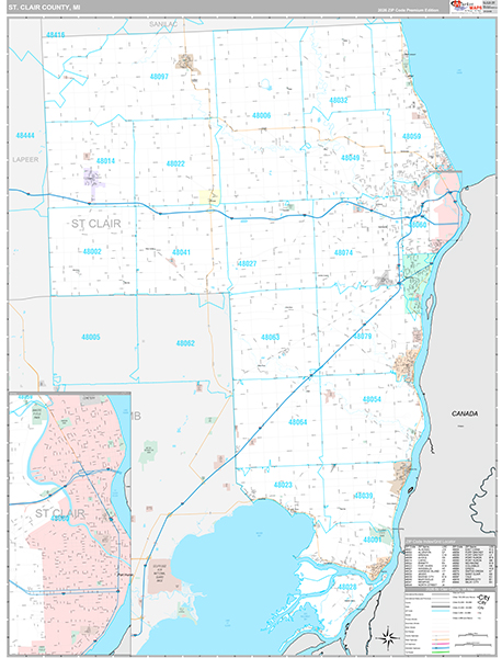 St. Clair County, MI Zip Code Map